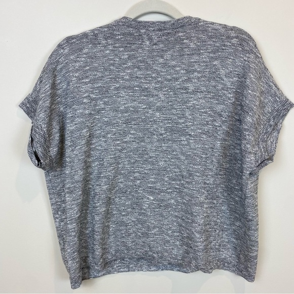 Madewell Cropped Dolman Sleeves Knit Sweater Top Oreo Gray Size M Boxy V Neck - Picture 12 of 15